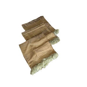 4 Chris Madden Vintage Drapes Curtains Panels Stripe Green Fringe Trim 84"